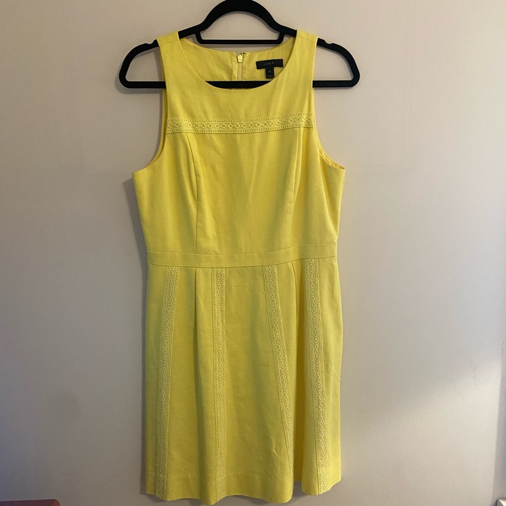 Yellow JCrew dress. Light striped patten. Size 10.